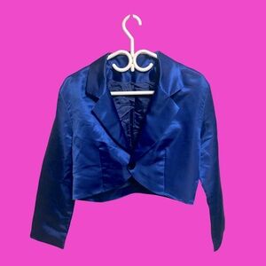 Vintage 80s / 90s shiny blue bolero vest